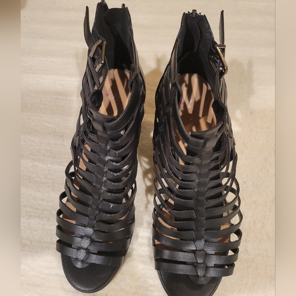 Black Strappy Women's Heels - Picture 5 of 9